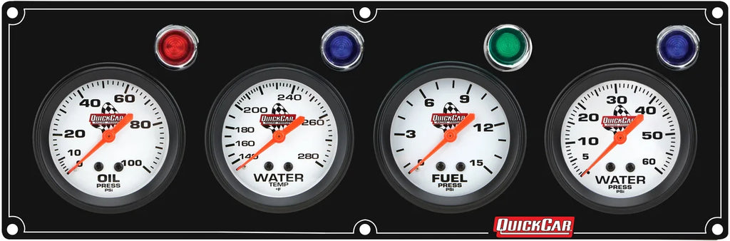 Quickcar Racing 4 Gauge Panel OP/WT/FP15/WP Black 61-6726