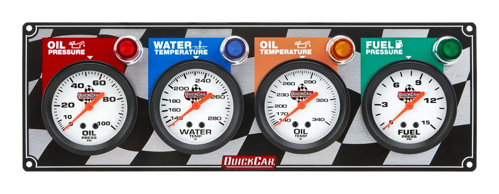 Quickcar Racing 4 Gauge Panel OP/WT/OT/ FP 61-6021