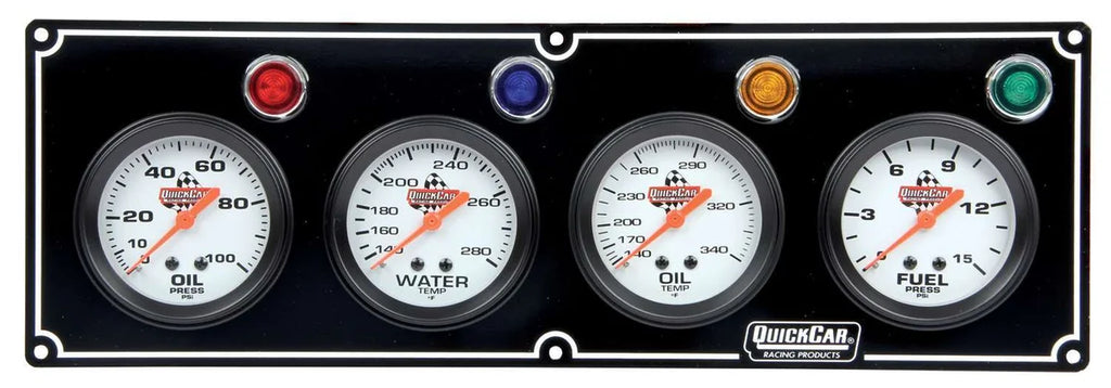 Quickcar Racing 4 Gauge Panel  OP/WT/OT/ FP Black 61-6721