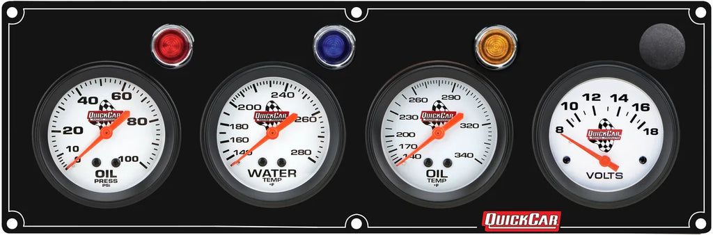 Quickcar Racing 4 Gauge Panel OP/WT/OT/VT Black 61-6727