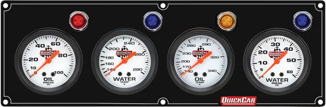 Quickcar Racing 4 Gauge Panel OP/WT//OT/WP Black 61-6723