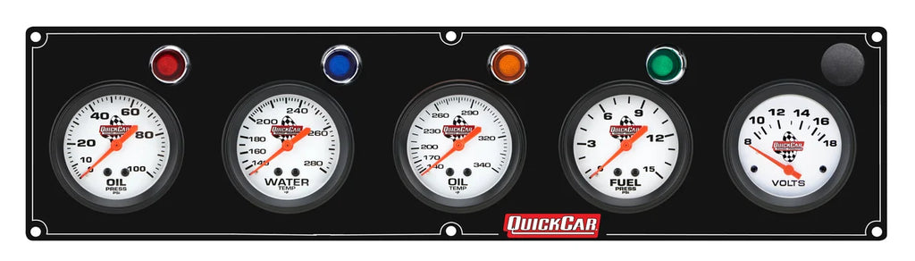 Quickcar Racing 5 Gauge Panel OP/WT/OT/FP15/VT Black 61-6767