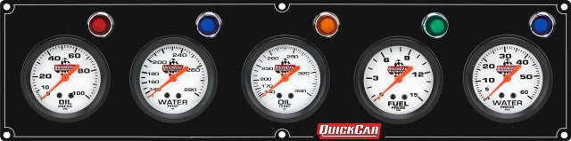 Quickcar Racing 5 Gauge Panel OP/WT/OT/FP15/WP Black 61-6766