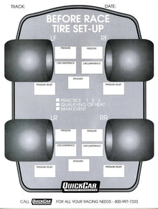 Quickcar Racing Before Race Tire Set-Up Forms (50 PK) 51-210