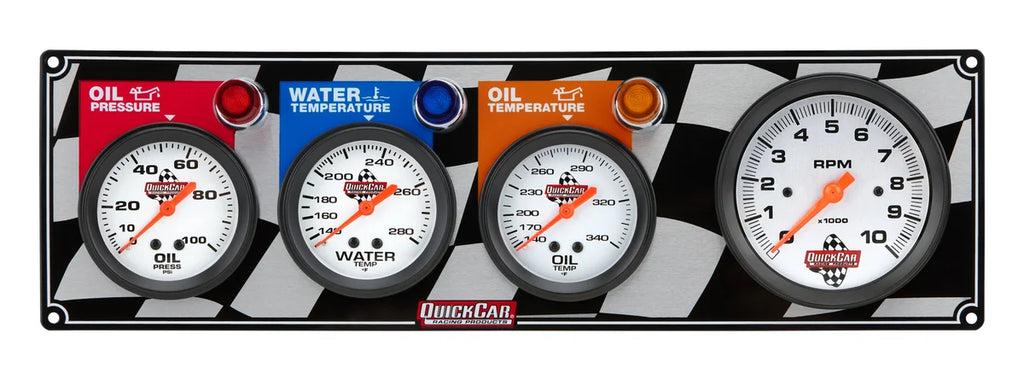Quickcar Racing Gauge Panel OP/WT/OT w/ Tach 61-60413