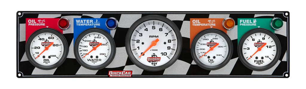 Quickcar Racing Gauge Panel OP/WT/OT/FP w/Tach 61-60513