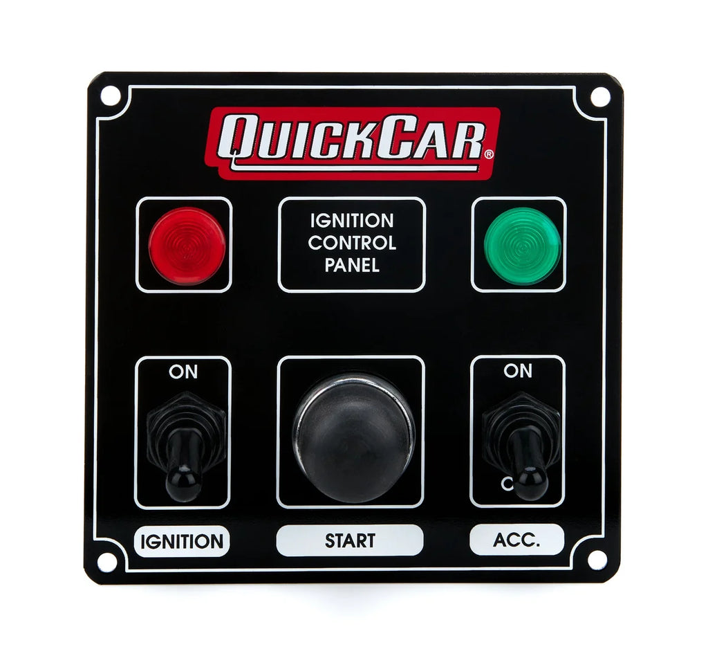 Quickcar Racing Ignition Panel Black w/ 1 Acc. & Lights 50-822