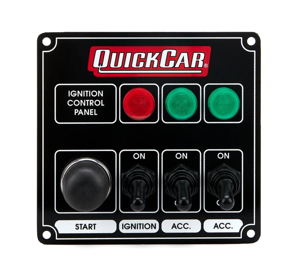 Quickcar Racing Ignition Panel Black w/ 2 Acc. & Lights 50-825