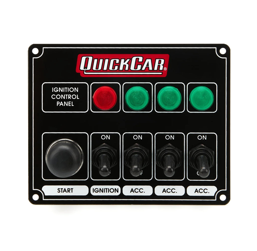 Quickcar Racing Ignition Panel Black w/ 3 Acc. & Lights 50-826