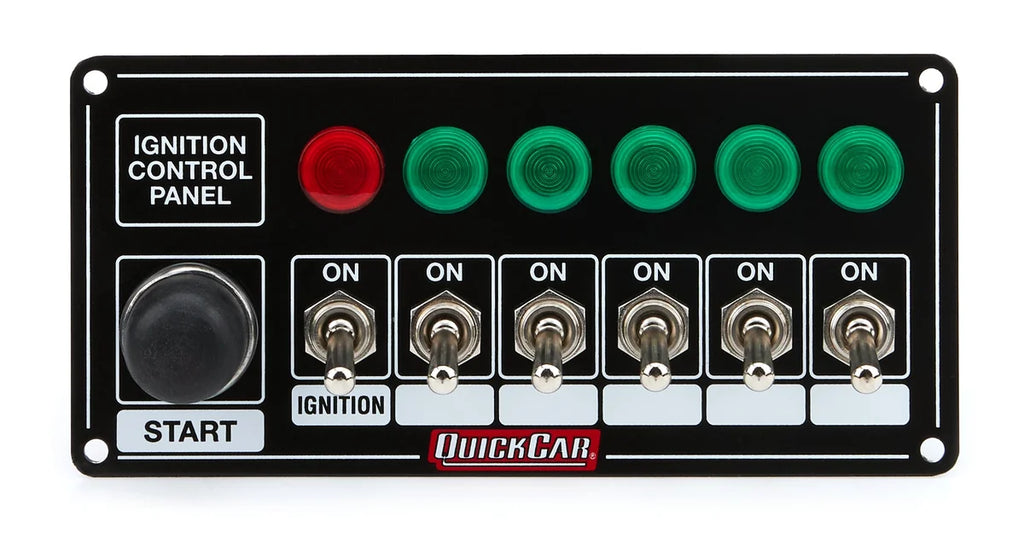 Quickcar Racing Ignition Panel Blk w/ Start But. 5 Acc. & Ligh 50-866