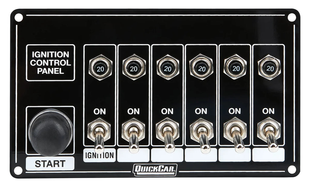 Quickcar Racing Ignition Panel Blk w/ Start But. 5 Acc. Circut 50-868