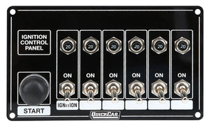 Quickcar Racing Ignition Panel Blk w/ Start But. 5 Acc. Circut 50-868