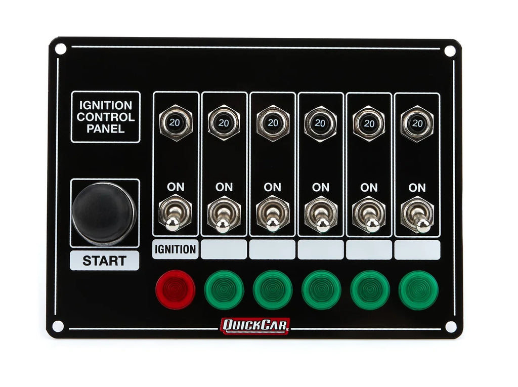 Quickcar Racing Ignition Panel w/Start But. 5 Acc. Circut Brkr 50-869