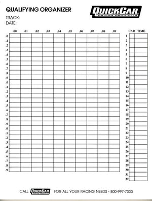 Quickcar Racing Qualifying Organizer Sheets (50pk) 51-236