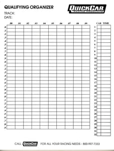 Quickcar Racing Qualifying Organizer Sheets (50pk) 51-236