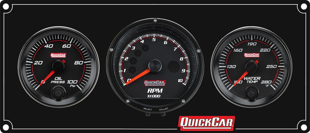 Quickcar Racing Redline 2-1 Gauge Panel OP/WT w/Recall Tach 69-2031