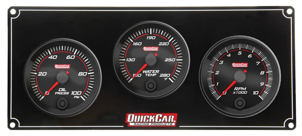 Quickcar Racing Redline 2-1 Gauge Panel OP/WT w/Recall Tach 69-2231
