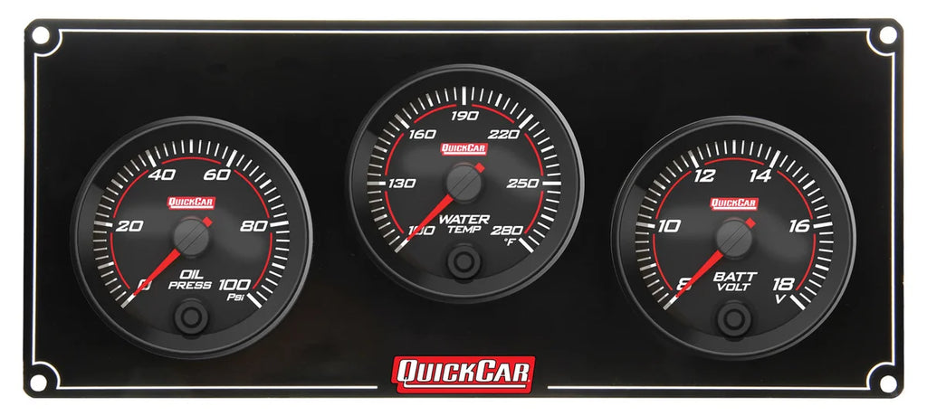 Quickcar Racing Redline 3 Gauge Panel OP/WT/VOLT 69-3017