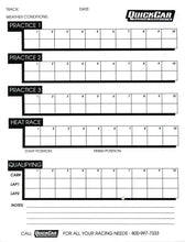 Load image into Gallery viewer, Quickcar Racing Time Organizer Sheets 100 Lap (50PK) 51-235