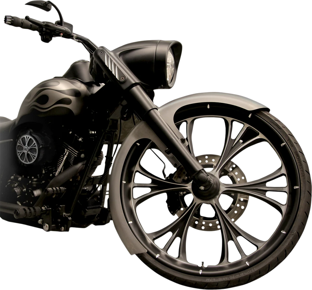 RC Components Front Fender Kit with Chrome Adapters - For 26" Wheel - 6" W FNDRKT26 - Back View