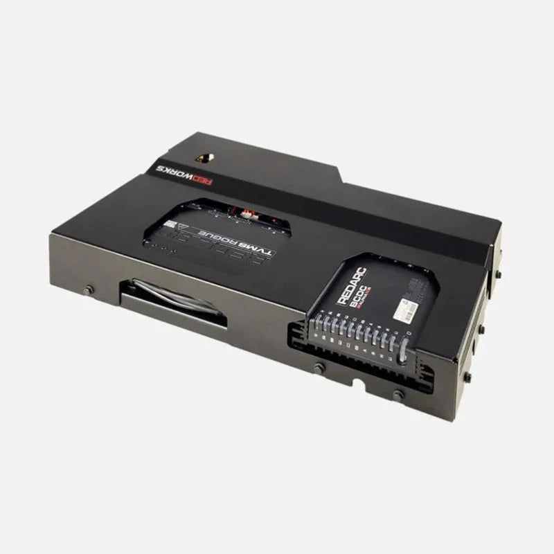 REDARC REDWorks Pioneer50 Power Panel w/50A BCDC Alpha R Battery Charger & TVMS Rogue - Side View