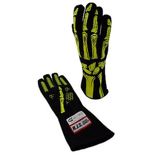 RJS Single Layer Yellow Skeleton Gloves Large 600090150