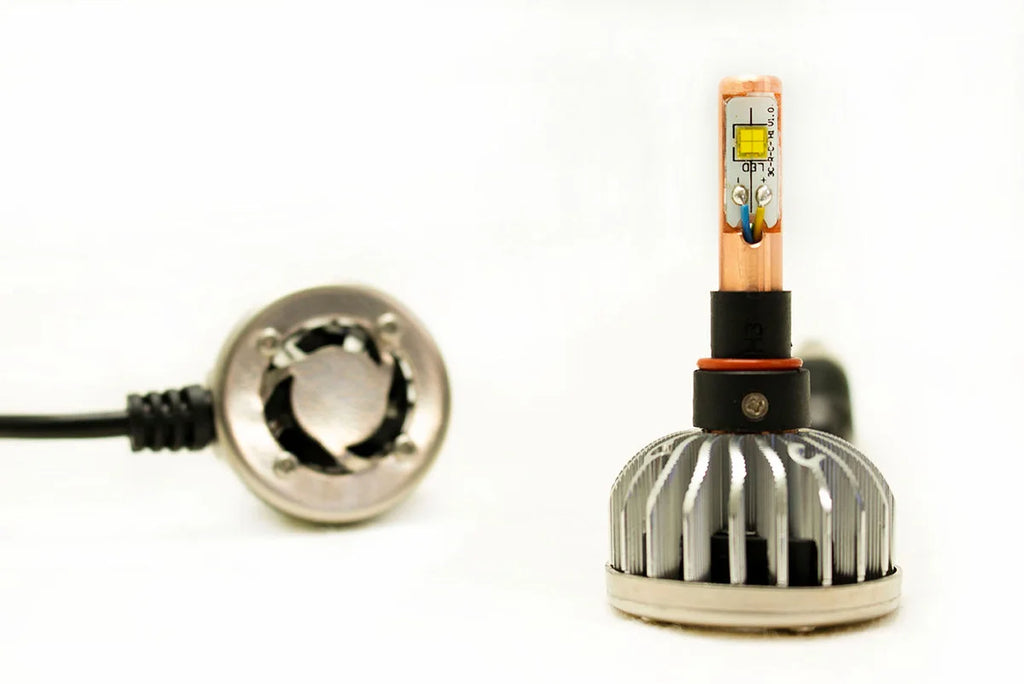 Race Sport GEN3 H11 2,700 LUX LED Headlight Kit w/ Copper Core and Pancake Fan Design H11-LED-G3-KIT - Side View