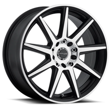Load image into Gallery viewer, Raceline 144M Storm 17x7.5in / 5x100/5x114.3 BP / 40mm Offset / 72.62mm Bore- Black &amp; Machined Wheel