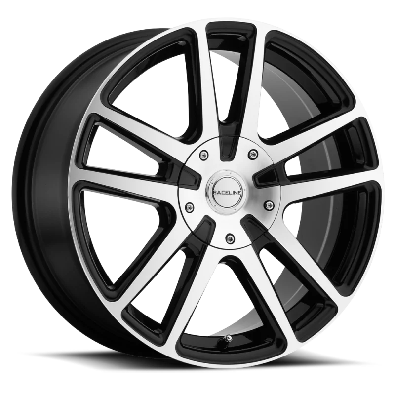 Raceline 145M Encore 16x7in / 5x100/5x114.3 BP / 40mm Offset / 72.62mm Bore - Black & Machined Wheel