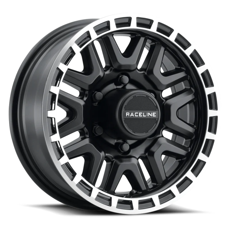 Raceline 953BM Krank 15x6in / 6x139.7 BP / 0mm Offset / 4.25mm Bore - Black & Machined Wheel