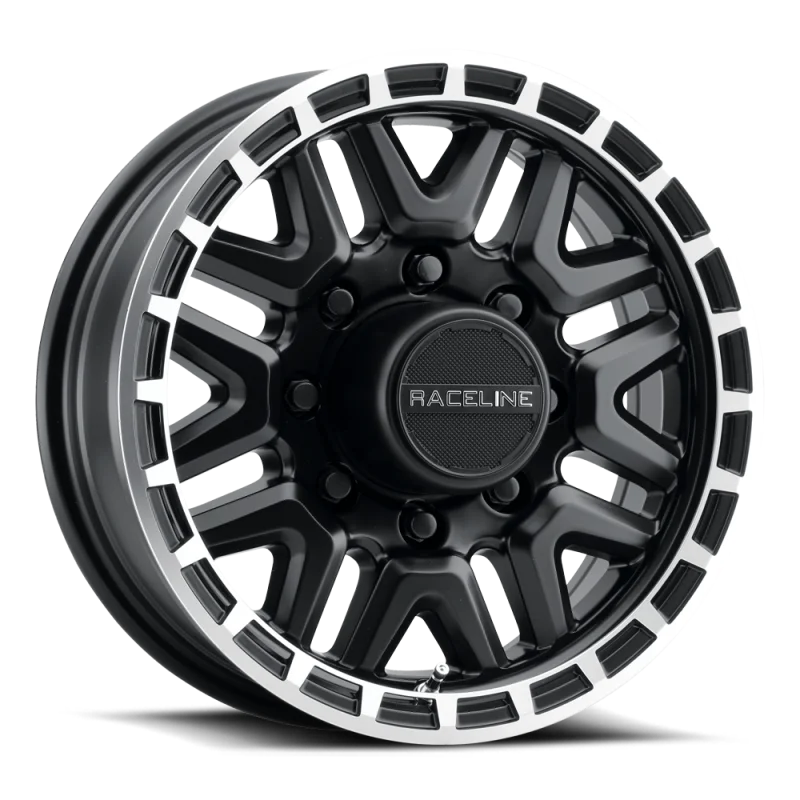 Raceline 953BM Krank 16x6in / 6x139.7 BP / 0mm Offset / 4.25mm Bore - Black & Machined Wheel
