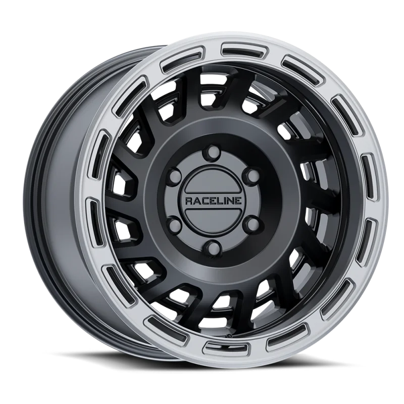 Raceline 957BS Halo 18x9in / 8x180 BP / 18mm Offset / 130.81mm Bore - Black & Silver Lip Wheel