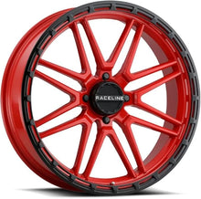 Load image into Gallery viewer, Raceline A11RB Krank-XL 18x7in / 4x156 BP / 0mm Offset / 132.5mm Bore - Red/Black Wheel
