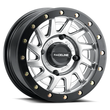 Load image into Gallery viewer, Raceline A12SB Squad 15x7in/4x137 BP/10mm Offset/110.18mm Bore - Silver &amp; Black Ring Beadlock Wheel