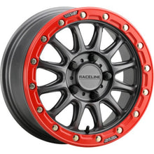 Load image into Gallery viewer, Raceline A14GR Alpha 15x7in/4x137 BP/10mm Offset/110.18mm Bore - Gunmetal &amp; Red Ring Beadlock Wheel