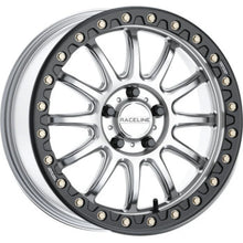 Load image into Gallery viewer, Raceline A14SB Alpha 17x7in/5x114.3 BP/40mm Offset/68mm Bore - Silver &amp; Blk Ring Beadlock Wheel