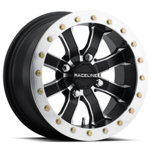 Load image into Gallery viewer, Raceline A71 Mamba 14x10in/4x156 BP/5+5 0mm Offset/132.5mm Bore - Blk &amp; Machined Ring Beadlock Wheel