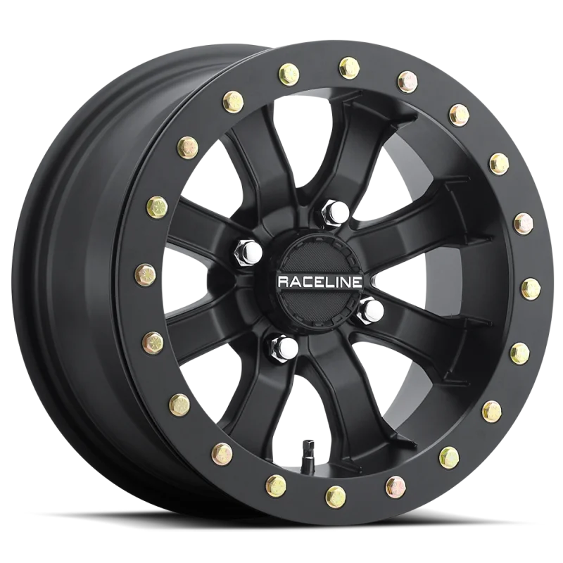 Raceline A71B Mamba 14x10in / 4x156 BP / 5+5 0mm Offset / 132.5mm Bore - Satin Black Beadlock Wheel