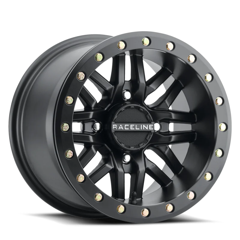 Raceline A91B Ryno 14x7in / 4x156 BP / 10mm Offset / 132.5mm Bore - Satin Black Beadlock Wheel