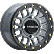 Load image into Gallery viewer, Raceline A93SG Podium 14x7in/4x137 BP/38mm Offset/110.18mm Bore - Grey &amp; Black Ring Beadlock Wheel