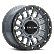 Load image into Gallery viewer, Raceline A93SG Podium 14x7in/4x156 BP/10mm Offset/132.5mm Bore - Grey &amp; Black Ring Beadlock Wheel
