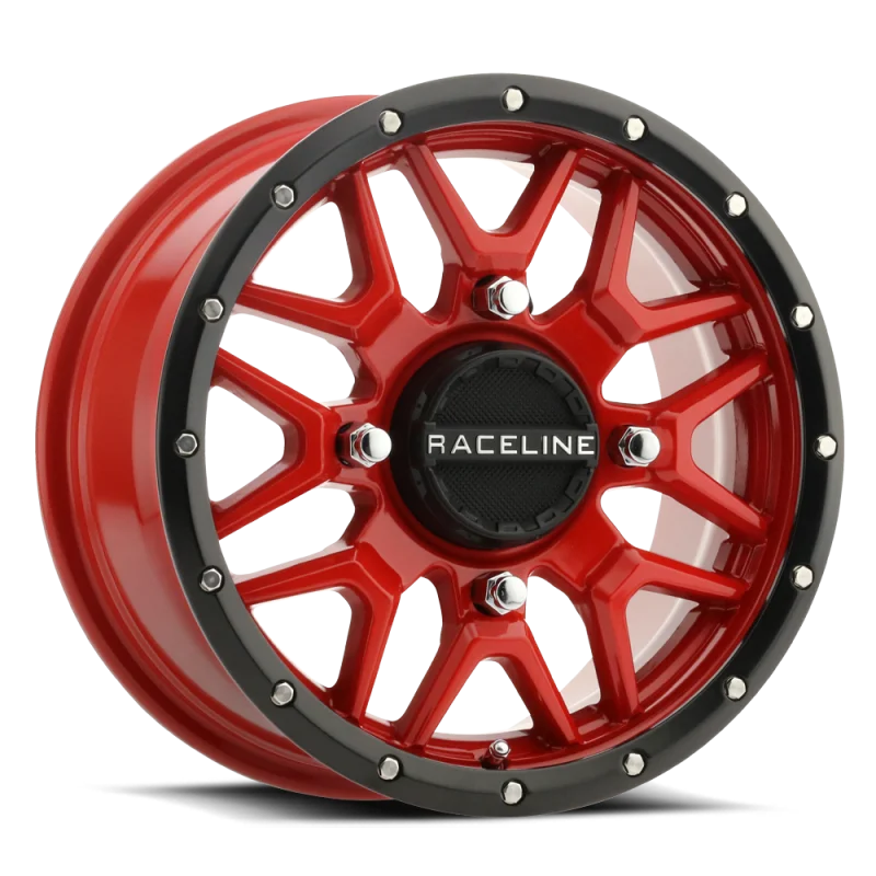 Raceline A94R Krank 15x7in / 4x137 BP / 10mm Offset / 110.18mm Bore - Red & Black Lip Wheel