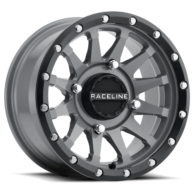 Raceline A95SG Trophy 14x7in / 4x156 BP / 10mm Offset / 132.5mm Bore - Grey & Black Lip Wheel