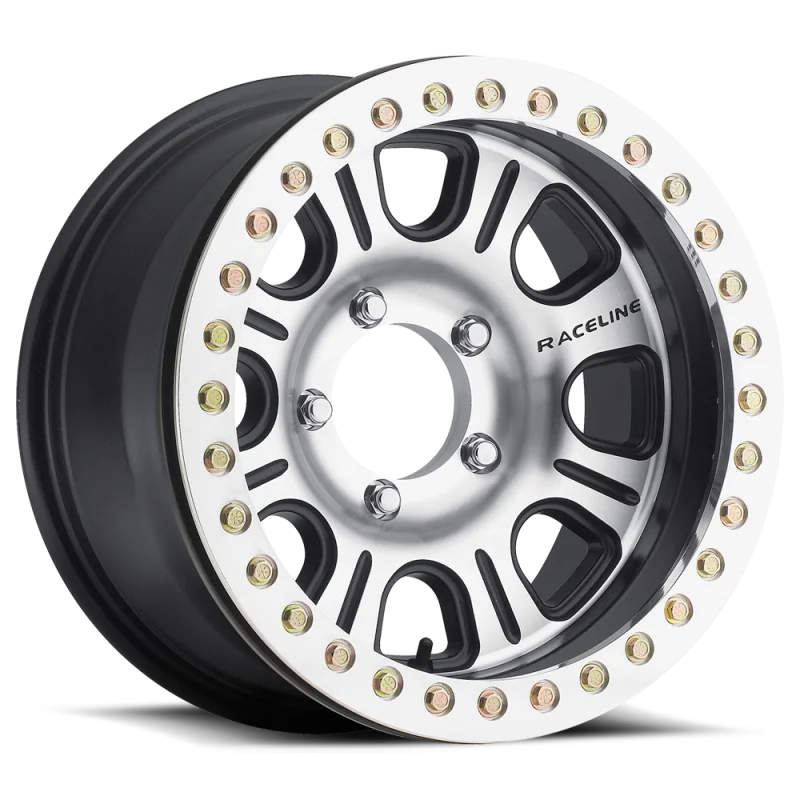 Raceline RT232 Monster 17x8.5in/5x139.7 BP/0mm Offset/107.95mm Bore - BLK & Machined Beadlock Wheel