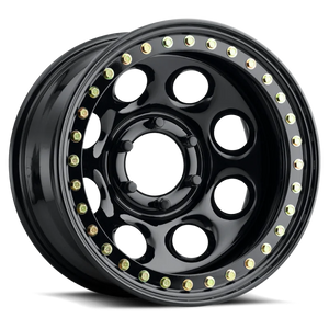 Raceline RT81 Rock 8 15x10in / 5x114.3 BP / -44mm Offset / 83.82mm Bore - Gloss Black Beadlock Wheel