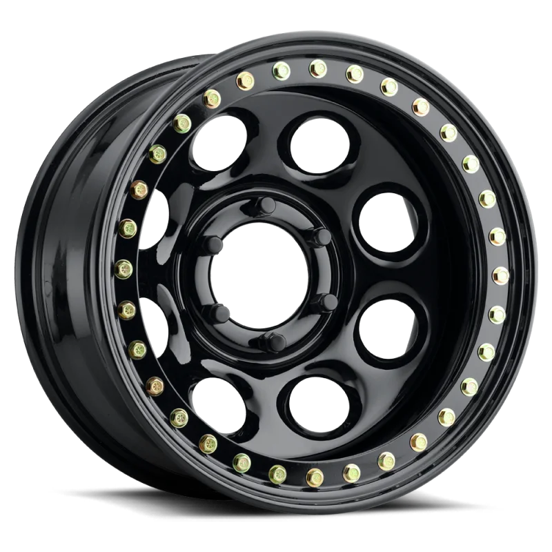 Raceline RT81 Rock 8 16x10in / 5x139.7 BP / -44mm Offset / 107.95mm Bore- Gloss Black Beadlock Wheel