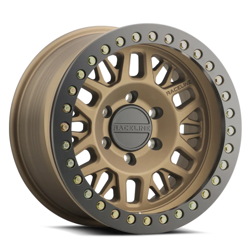 Raceline RT951B Ryno 17x9in/6x135 BP/-12mm Offset/87.1mm Bore - Bronze & Black Ring Beadlock Wheel