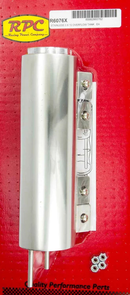 Racing Power Company 10in Polished Stainless Overflow Tank