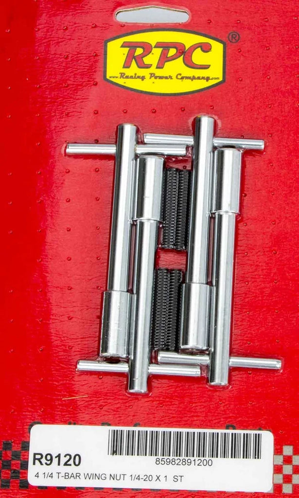 Racing Power Company 4-1/4in Chrome Wing Nuts 1 1/4in-20  4pk