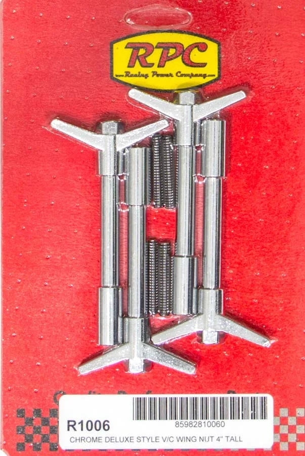 Racing Power Company 4in Chrome Wing Nuts 1 1/4-20  4pk
